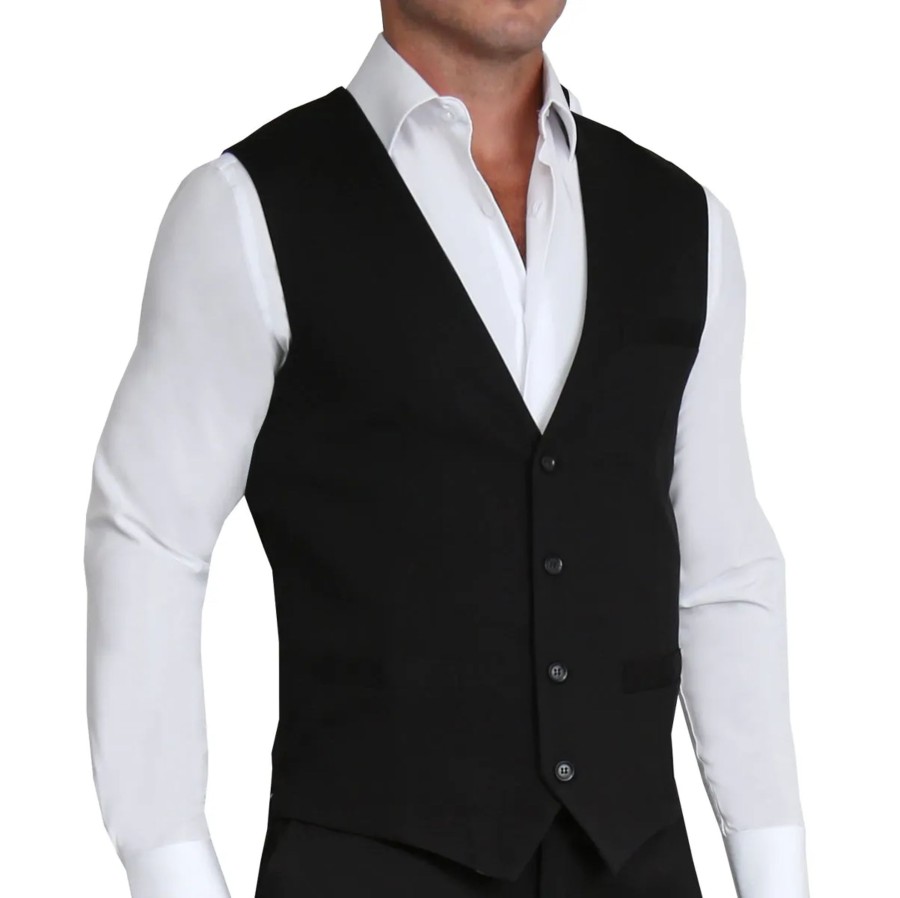 Suits State and Liberty Clothing Company | Athletic Fit Stretch Suit Vest - Solid Black