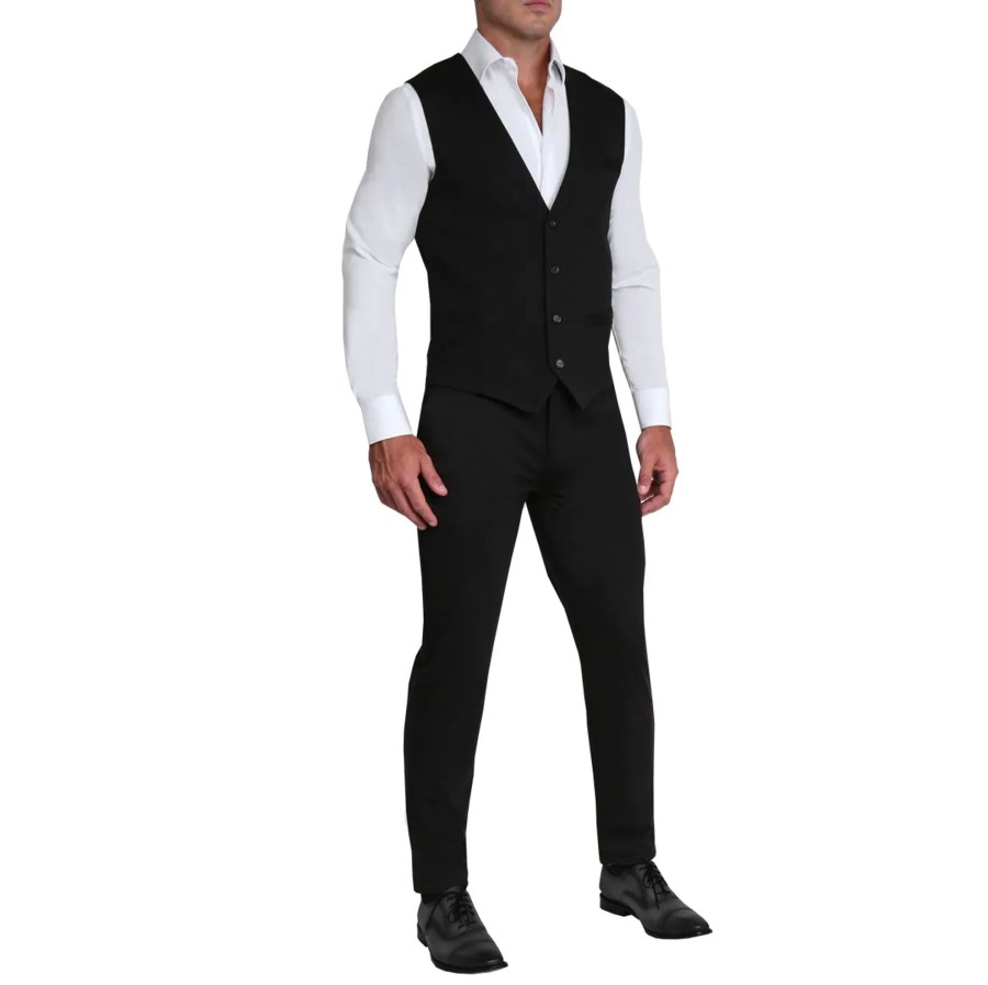 Suits State and Liberty Clothing Company | Athletic Fit Stretch Suit Vest - Solid Black