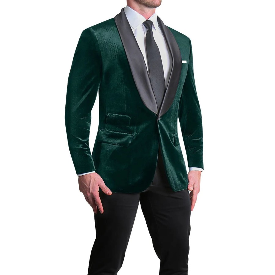 Suits State and Liberty Clothing Company | Athletic Fit Stretch Tuxedo - Green Velvet