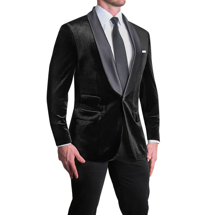 Suits State and Liberty Clothing Company | Athletic Fit Stretch Tuxedo Jacket - Black Velvet