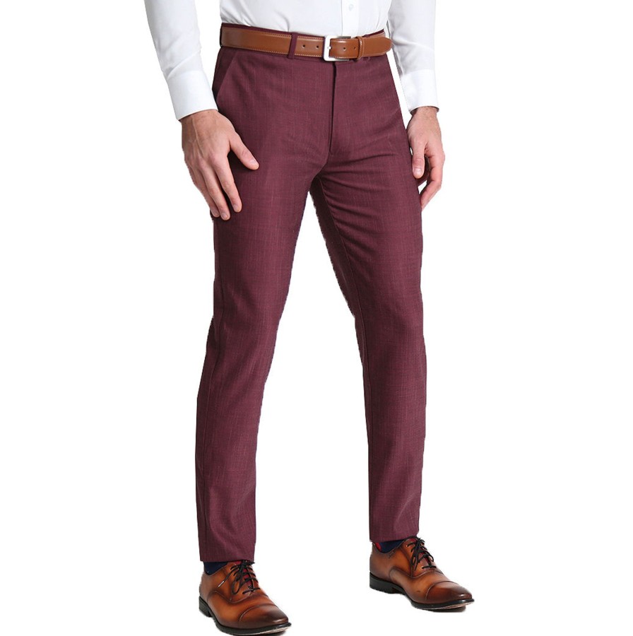 Bottoms State and Liberty Clothing Company | Athletic Fit Stretch Suit Pants - Heathered Maroon