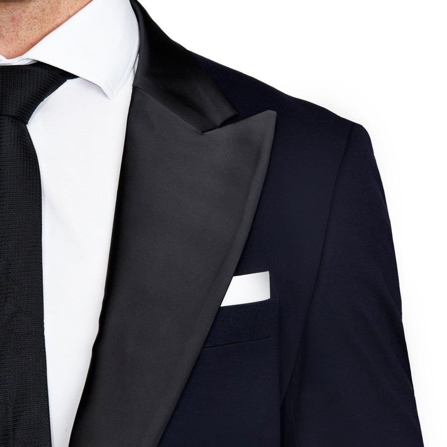 Suits State and Liberty Clothing Company | Athletic Fit Stretch Tuxedo Jacket - Solid Navy With Peak Lapel