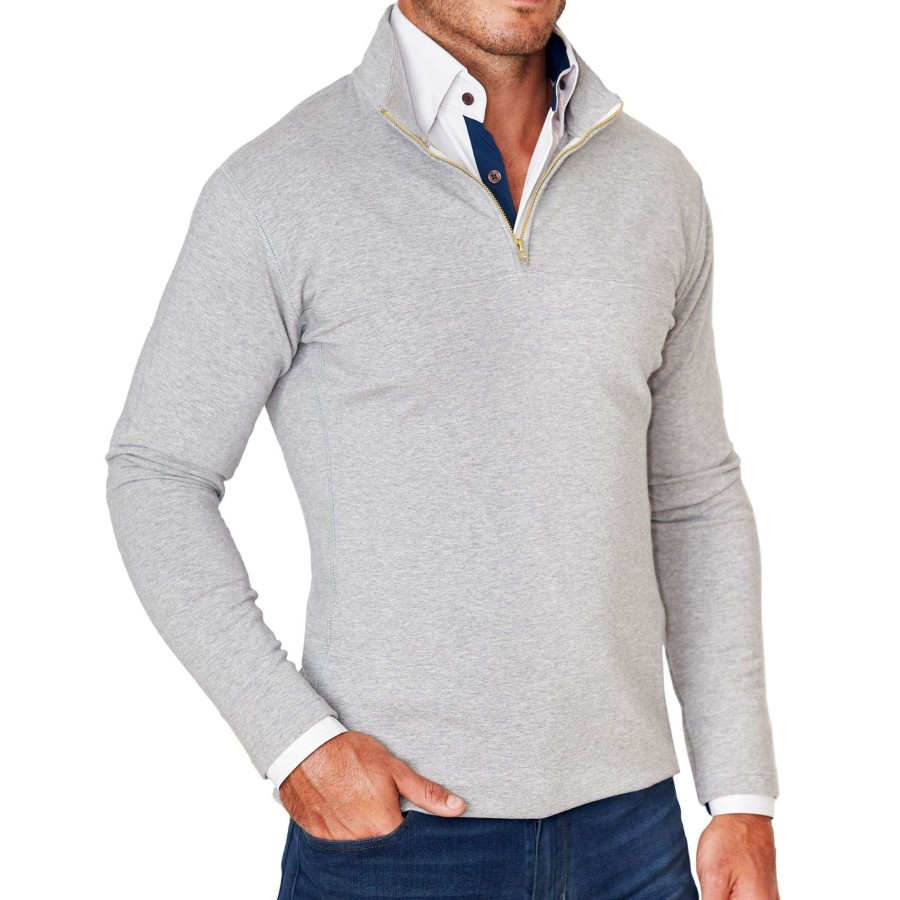 Tops State and Liberty Clothing Company | Quarter Zip - Heathered Grey