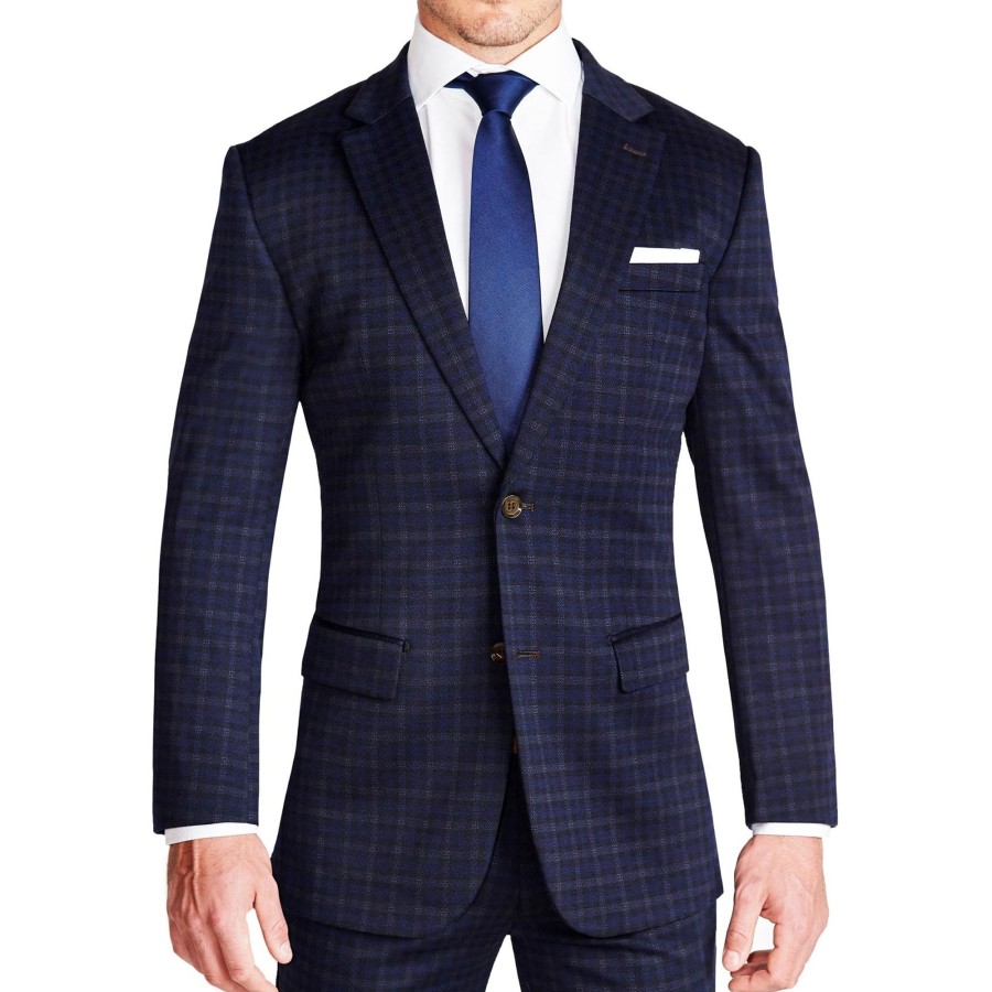 Suits State and Liberty Clothing Company | Athletic Fit Stretch Blazer - Blue Plaid