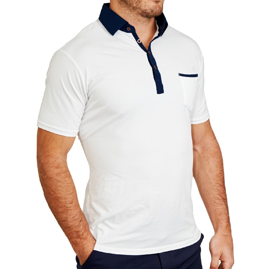 Tops State and Liberty Clothing Company | The Felix Blue On White Polo