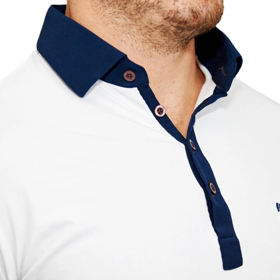 Tops State and Liberty Clothing Company | The Felix Blue On White Polo