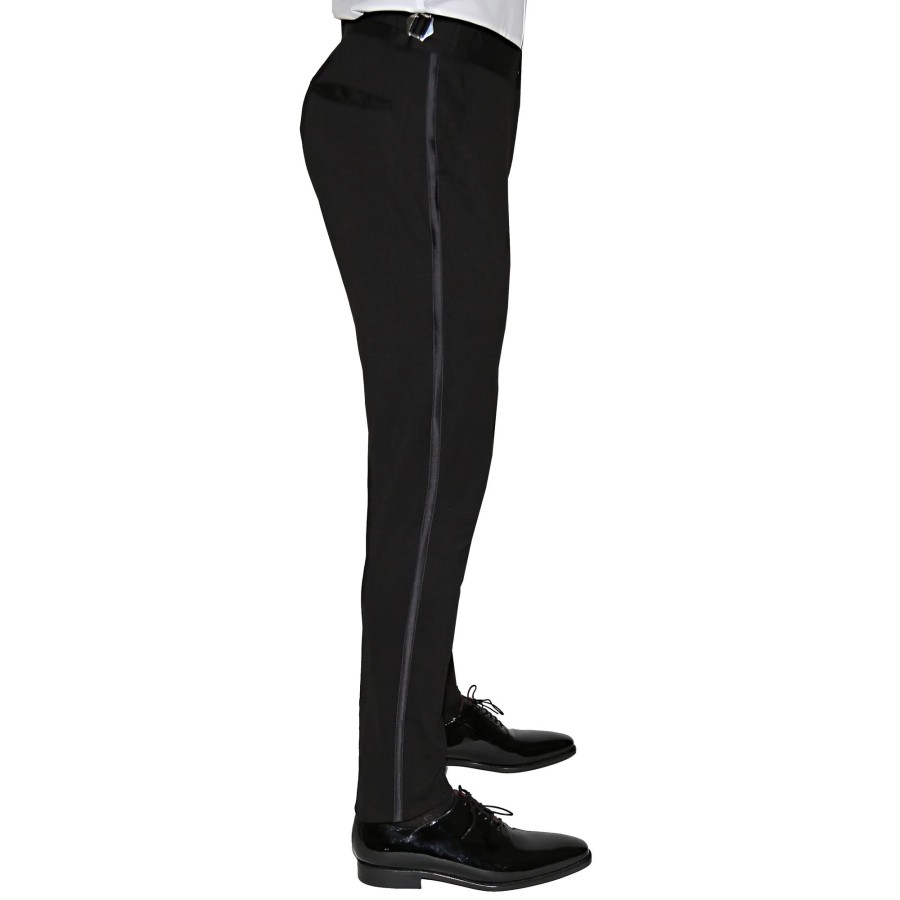 Suits State and Liberty Clothing Company | Athletic Fit Stretch Tuxedo Pants - Solid Black