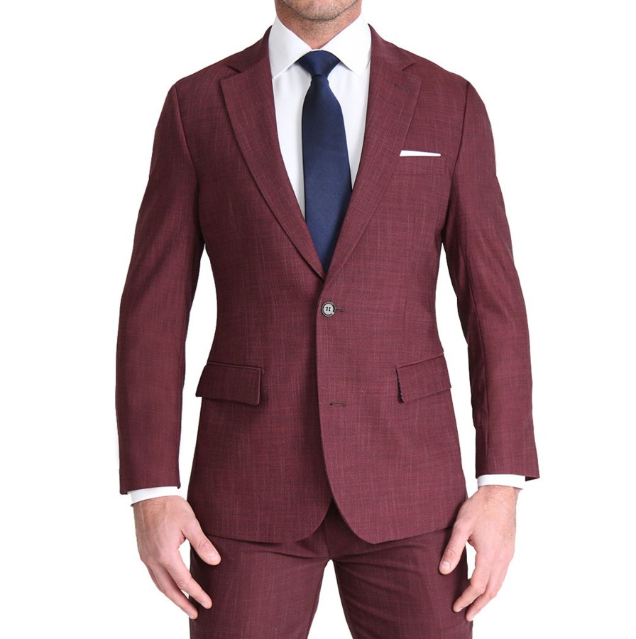 Tops State and Liberty Clothing Company | Athletic Fit Stretch Blazer - Heathered Maroon