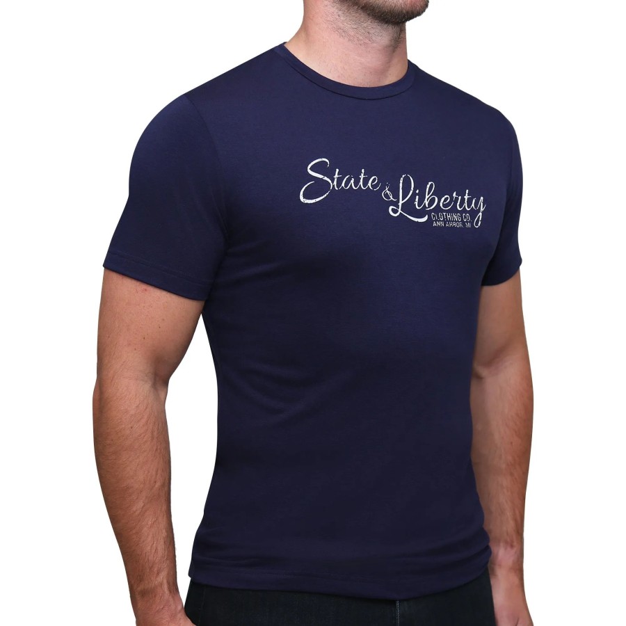 Tops State and Liberty Clothing Company | Logo T-Shirt - Navy