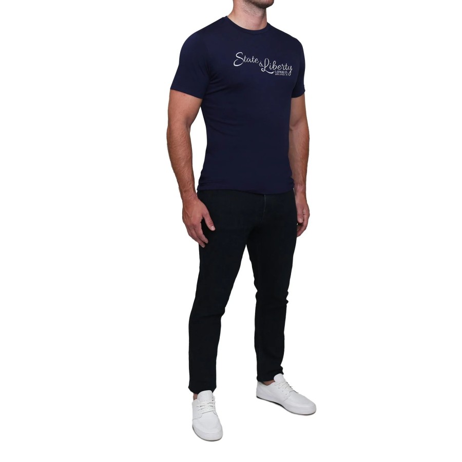 Tops State and Liberty Clothing Company | Logo T-Shirt - Navy