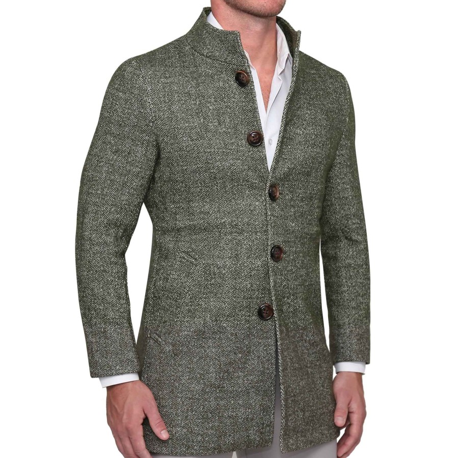 Tops State and Liberty Clothing Company | Green Herringbone Overcoat