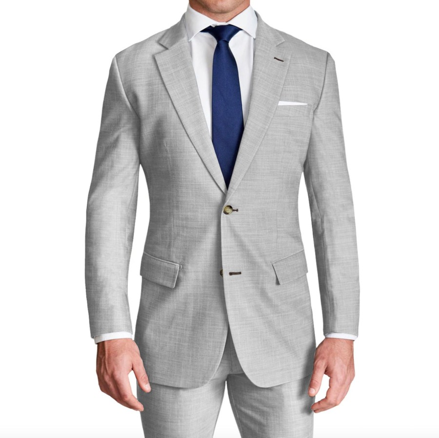 Tops State and Liberty Clothing Company | Athletic Fit Stretch Blazer - Lightweight Heathered Light Grey