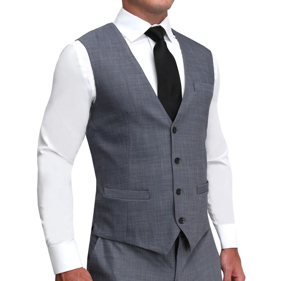 Suits State and Liberty Clothing Company | Athletic Fit Stretch Suit Vest - Heathered Grey