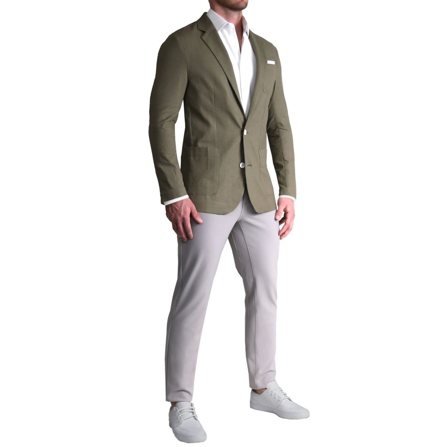 Suits State and Liberty Clothing Company | Unstructured Linen Blazer - Dark Olive