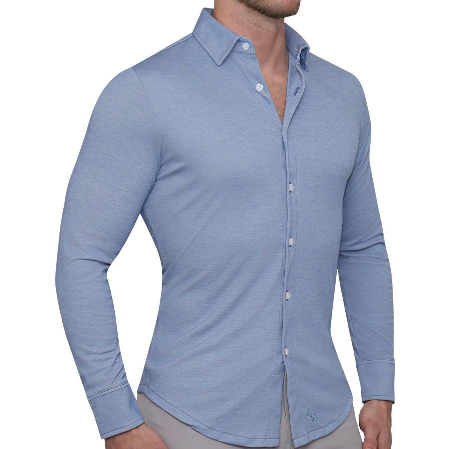 Tops State and Liberty Clothing Company | The Dylan Sky Blue Pique Button Down