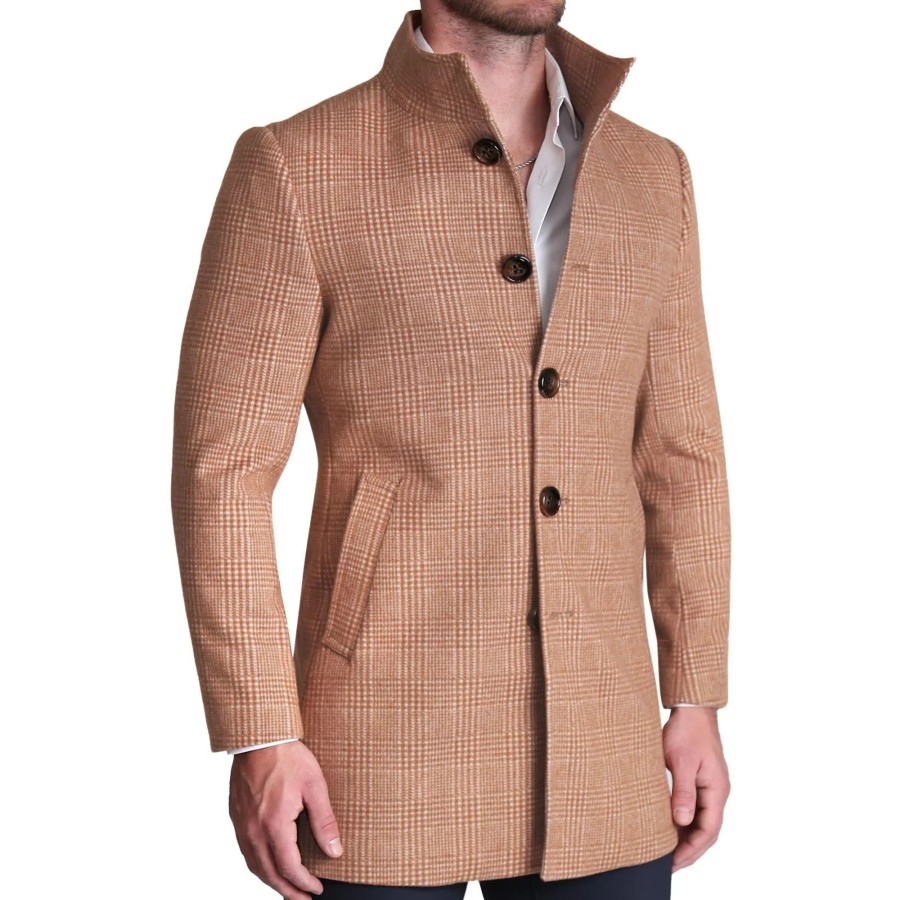 Tops State and Liberty Clothing Company | Bronze Plaid Open Button Overcoat