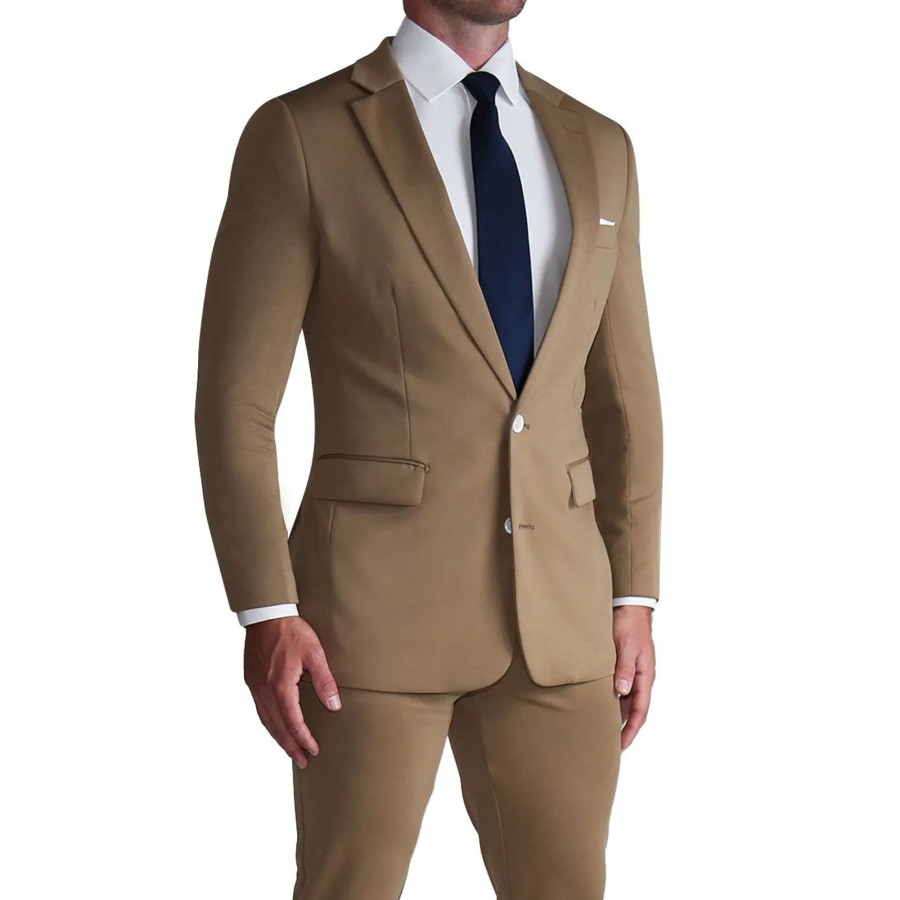 Suits State and Liberty Clothing Company | Athletic Fit Stretch Suit - Solid Dark Tan