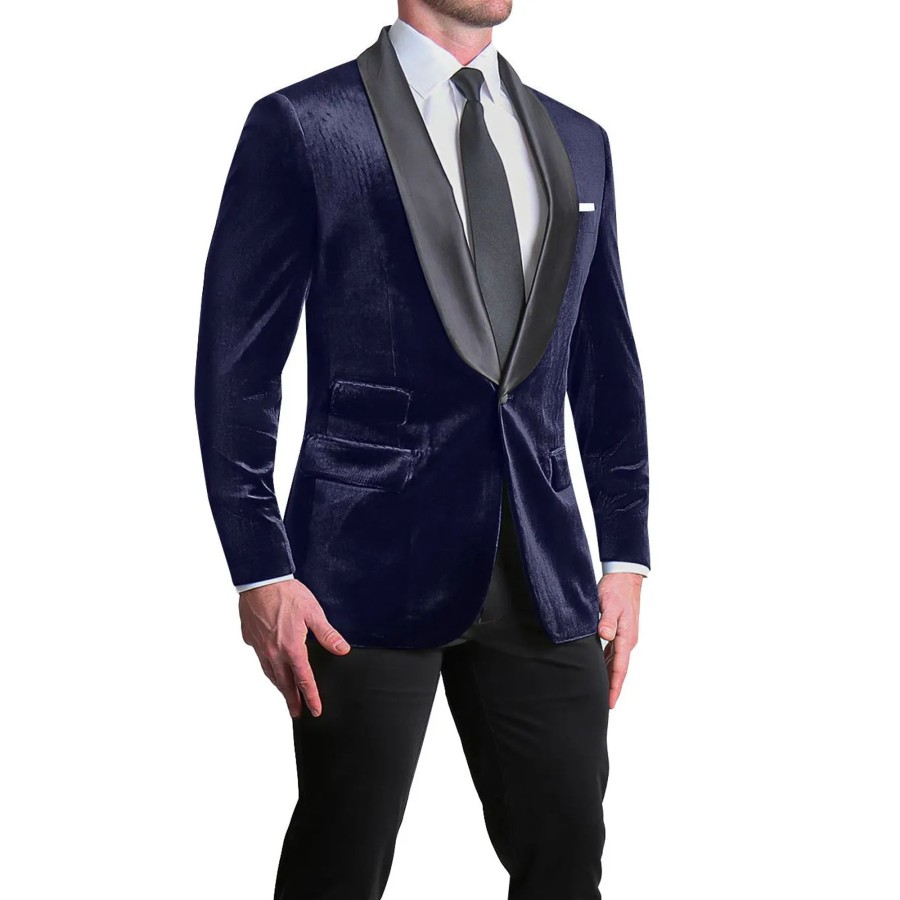 Tops State and Liberty Clothing Company | Athletic Fit Stretch Tuxedo Jacket - Navy Velvet