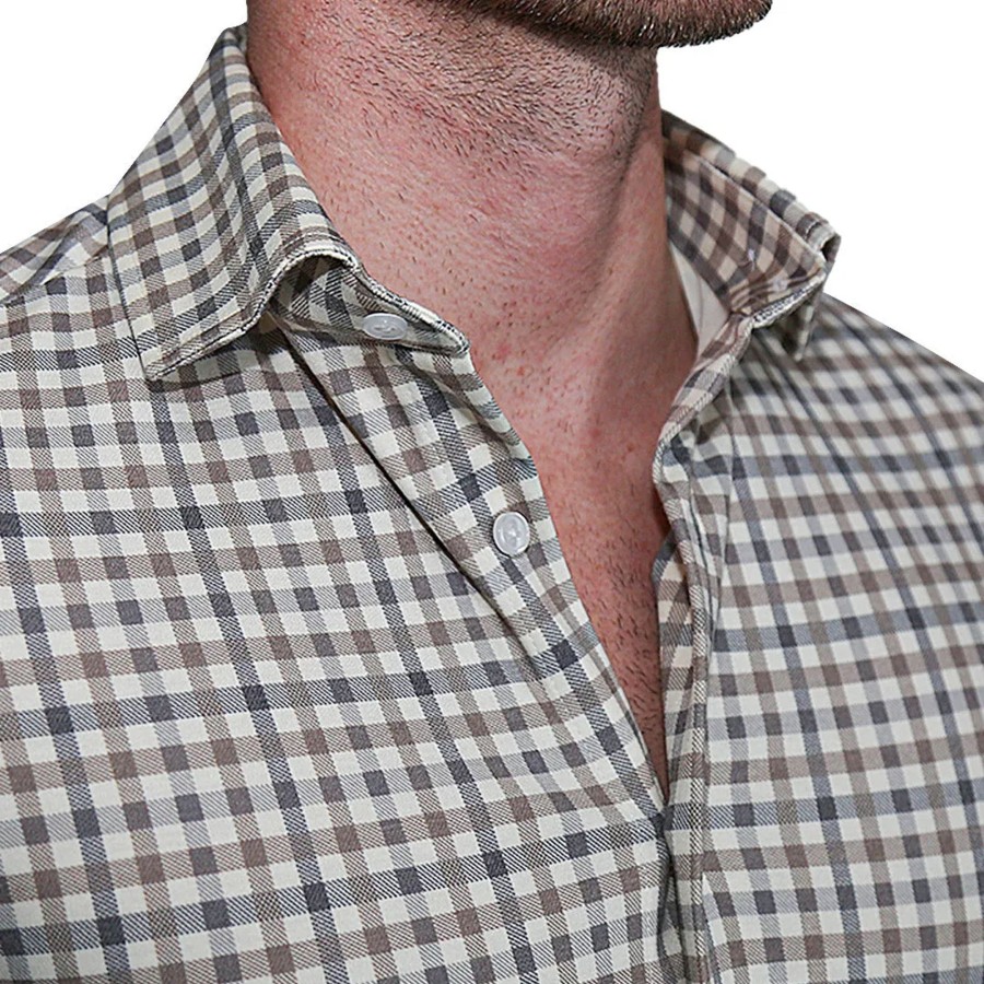 Tops State and Liberty Clothing Company | The Palmer Brown, Grey, And White Gingham Casual Button Down