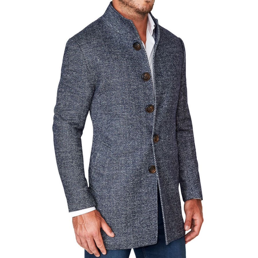 Tops State and Liberty Clothing Company | Navy Open Button Overcoat