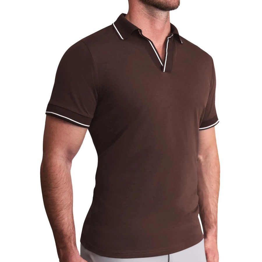 Tops State and Liberty Clothing Company | The Hayes Brown With White Tipped Polo