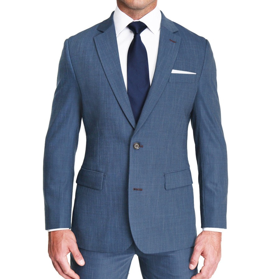 Tops State and Liberty Clothing Company | Athletic Fit Stretch Blazer - Heathered Blue