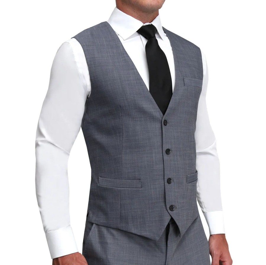 Suits State and Liberty Clothing Company | Athletic Fit Stretch Suit Vest - Heathered Grey