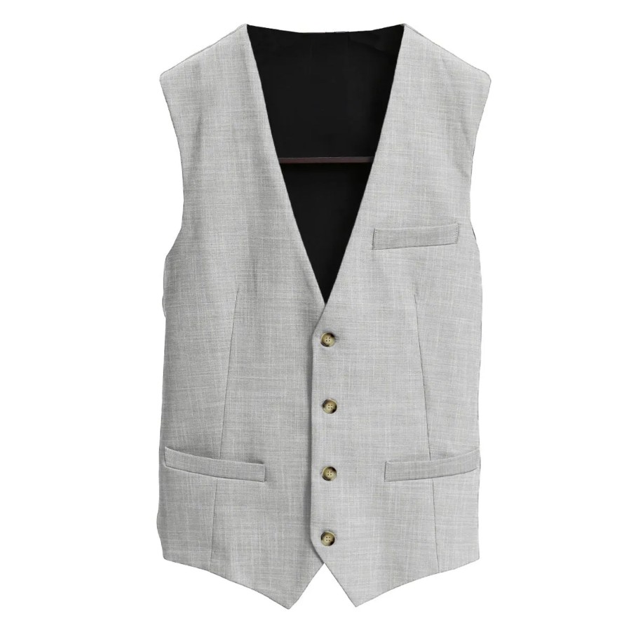 Suits State and Liberty Clothing Company | Athletic Fit Stretch Suit Vest - Heathered Light Grey