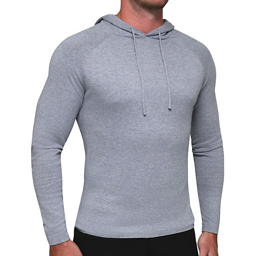 Tops State and Liberty Clothing Company | Knit Cotton-Silk Blend Hoodie - Heathered Grey