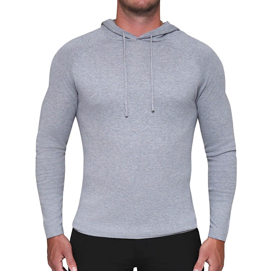 Tops State and Liberty Clothing Company | Knit Cotton-Silk Blend Hoodie - Heathered Grey