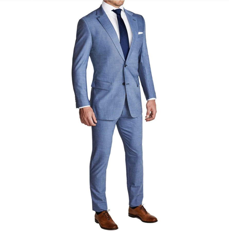 Suits State and Liberty Clothing Company | Athletic Fit Stretch Blazer - Heathered Light Blue