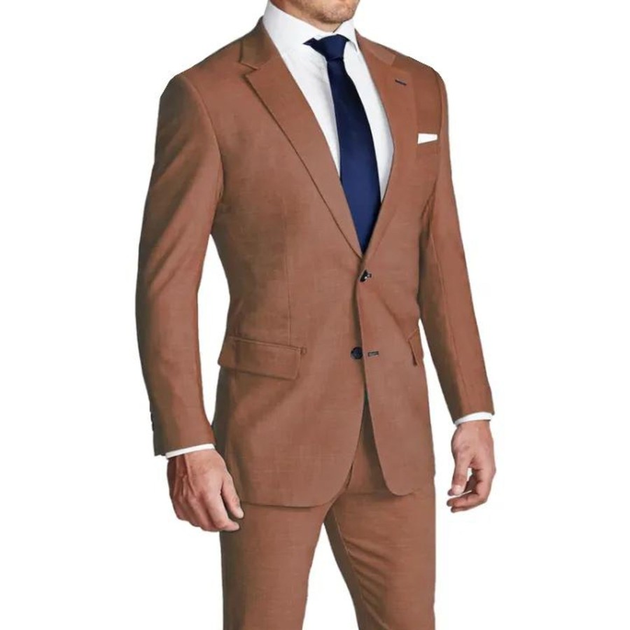 Tops State and Liberty Clothing Company | Athletic Fit Stretch Blazer - Heathered Copper