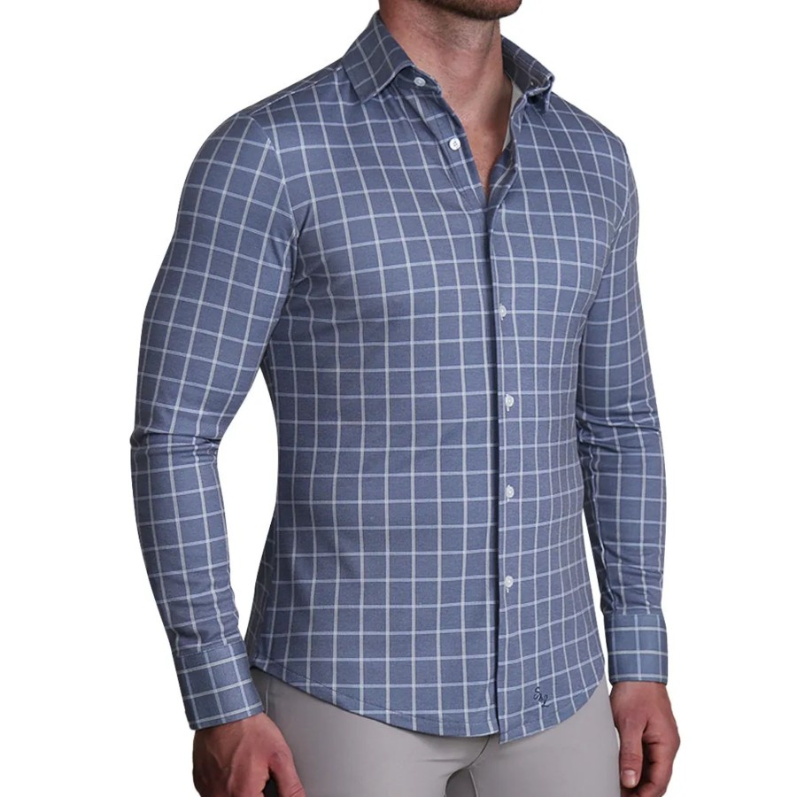 Tops State and Liberty Clothing Company | The Davy Navy, Light Blue, And Cream Casual Button Down