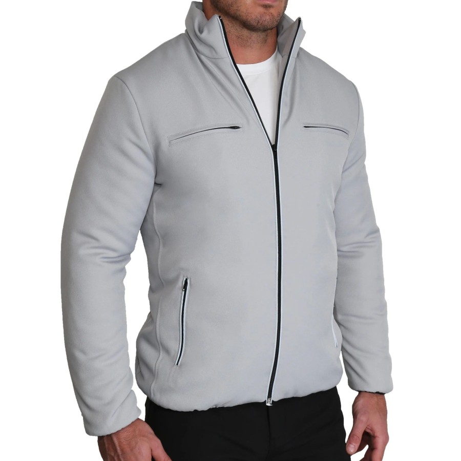 Tops State and Liberty Clothing Company | Down Bomber Jacket - Light Grey