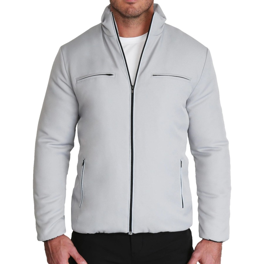 Tops State and Liberty Clothing Company | Down Bomber Jacket - Light Grey