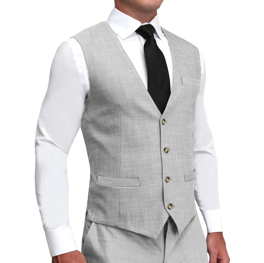 Suits State and Liberty Clothing Company | Athletic Fit Stretch Suit Vest - Heathered Light Grey