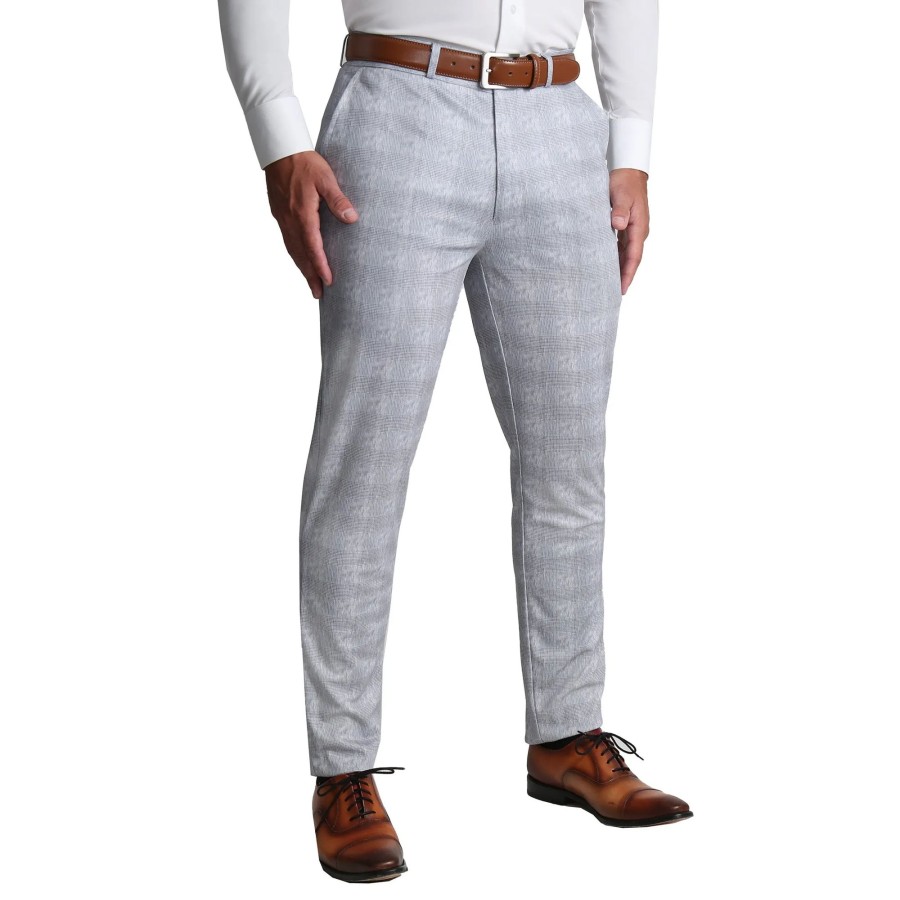 Bottoms State and Liberty Clothing Company | Brushed Tech Suit Pant - Light Grey Plaid