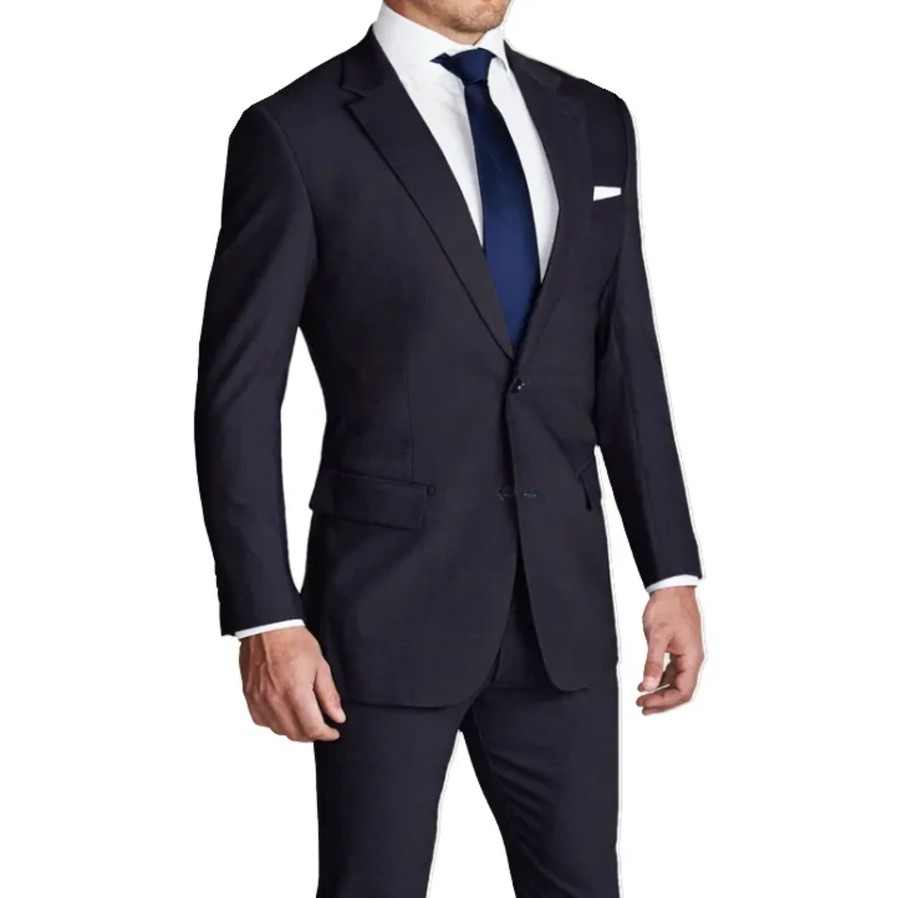 Suits State and Liberty Clothing Company | Athletic Fit Stretch Suit - Heathered Midnight Navy