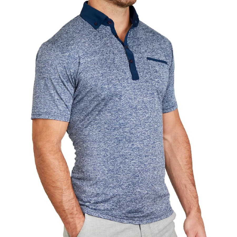 Tops State and Liberty Clothing Company | The Dozier Heathered Blue Tech Polo