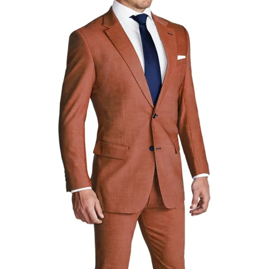 Suits State and Liberty Clothing Company | Athletic Fit Stretch Suit - Heathered Burnt Orange