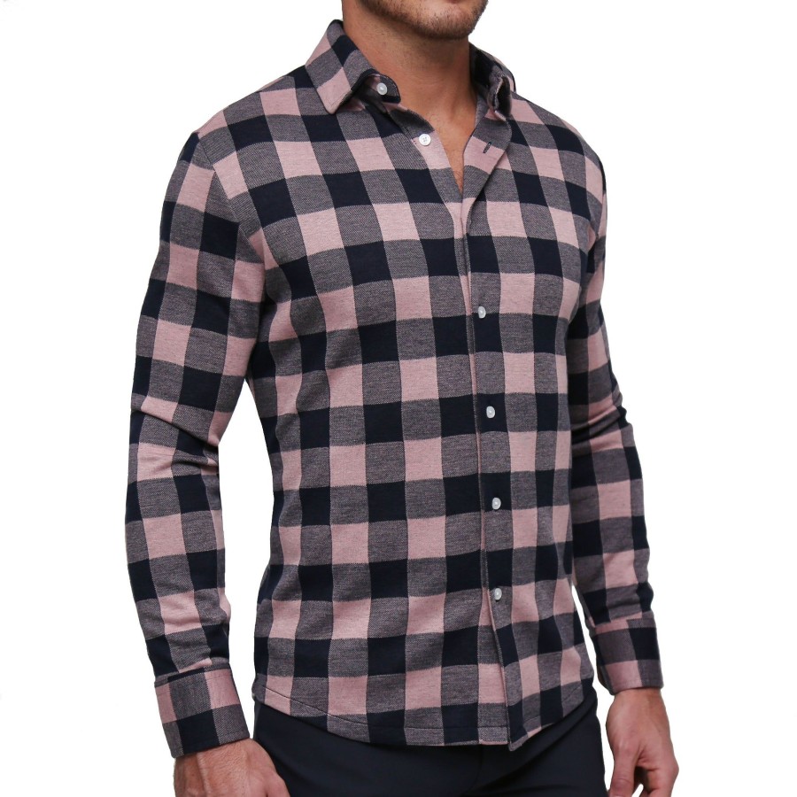 Tops State and Liberty Clothing Company | The Pearson Pink And Navy Check Casual Button Down