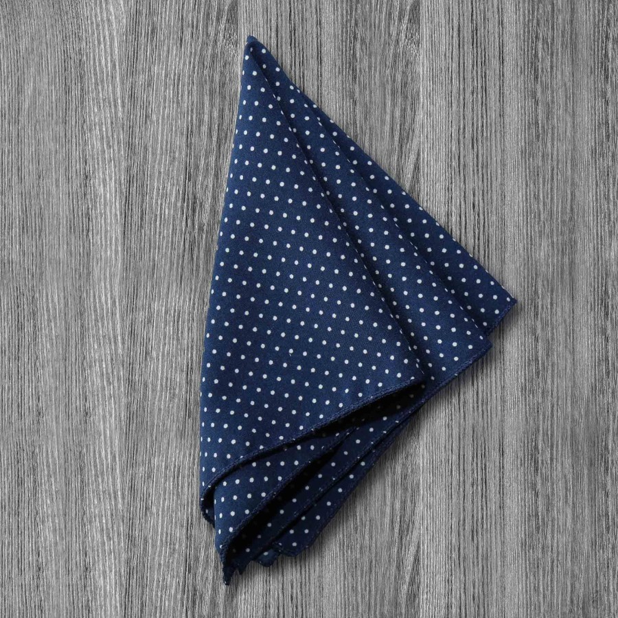 Accessories State and Liberty Clothing Company | The Boylston Navy With White Polka Dots Pocket Square