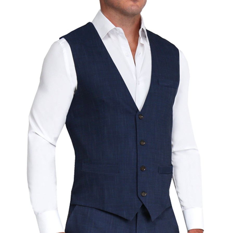 Suits State and Liberty Clothing Company | Athletic Fit Stretch Suit Vest - Heathered Navy