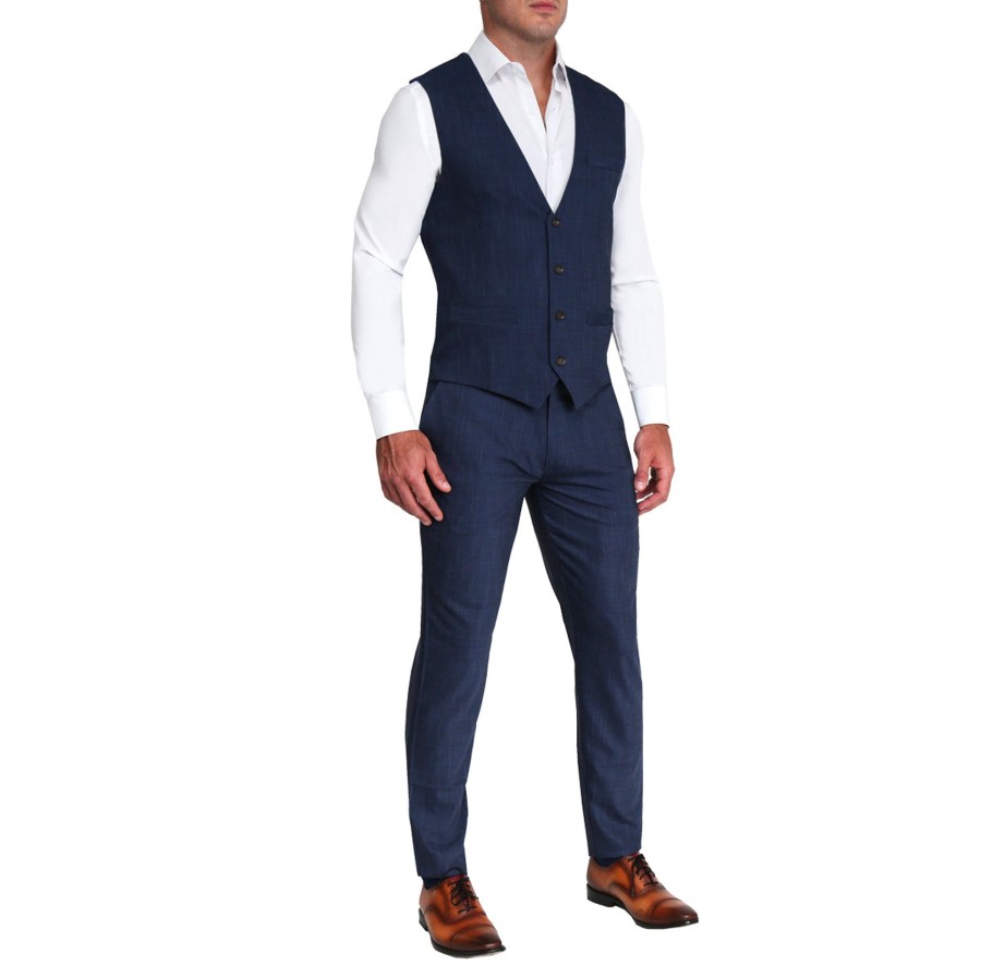 Suits State and Liberty Clothing Company | Athletic Fit Stretch Suit Vest - Heathered Navy