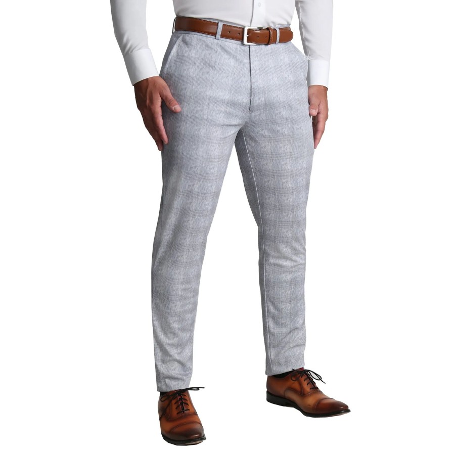 Bottoms State and Liberty Clothing Company | Brushed Tech Suit Pant - Light Grey Plaid