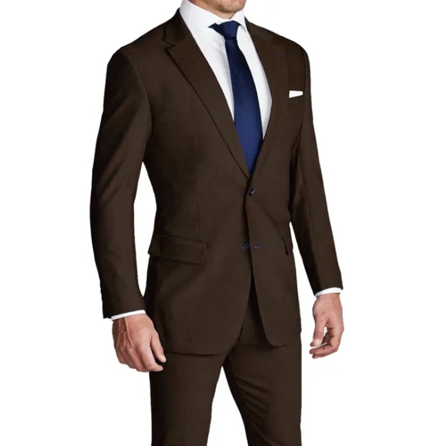 Suits State and Liberty Clothing Company | Athletic Fit Stretch Blazer - Lightweight Heathered Chocolate