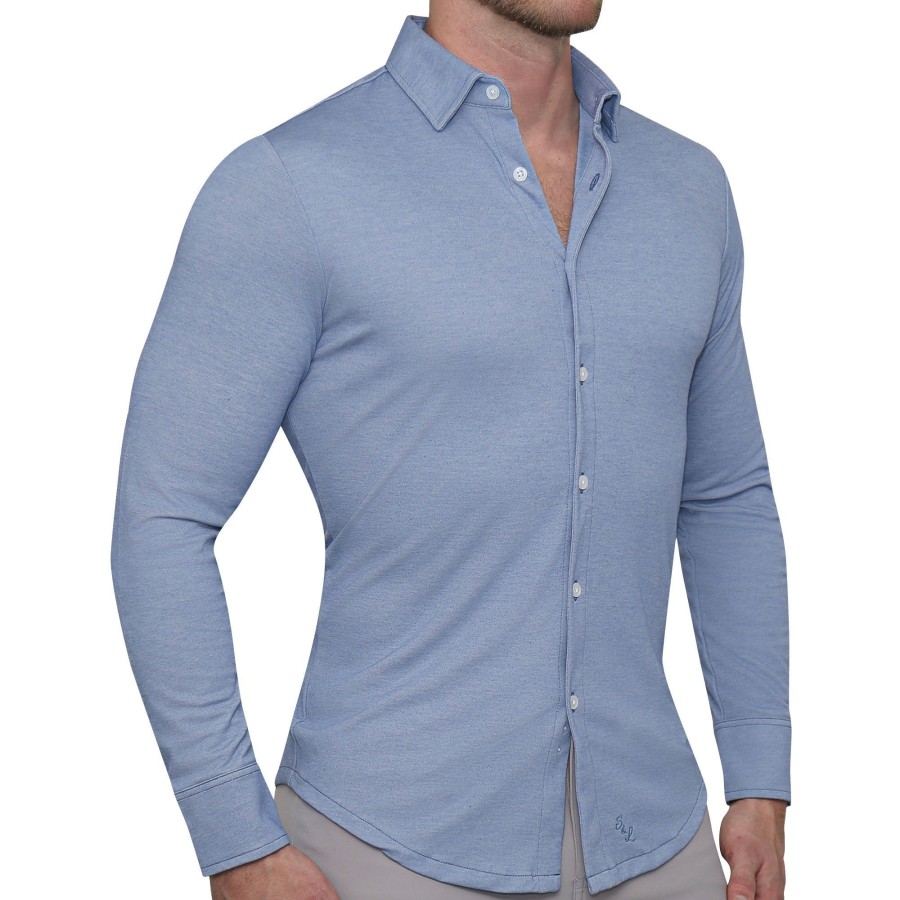 Tops State and Liberty Clothing Company | The Dylan Sky Blue Pique Button Down