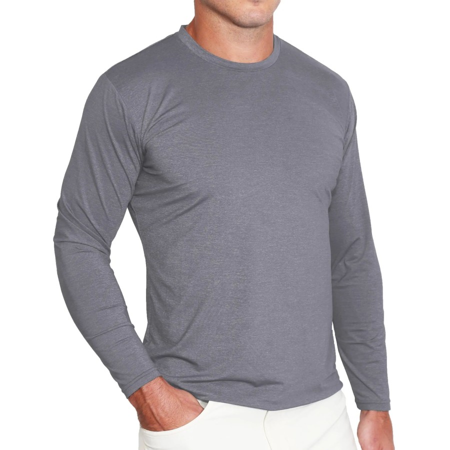 Tops State and Liberty Clothing Company | The Knight Light Grey Long Sleeve Tech Crewneck