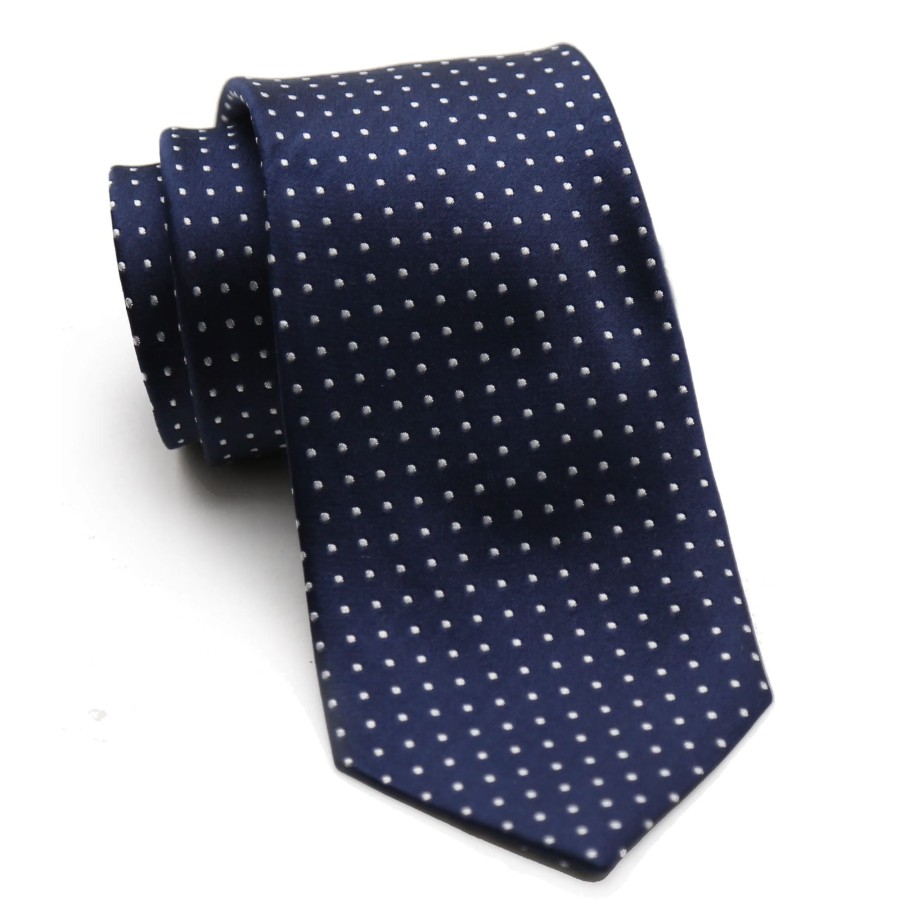 Accessories State and Liberty Clothing Company | Navy With White Dots Woven Silk Tie