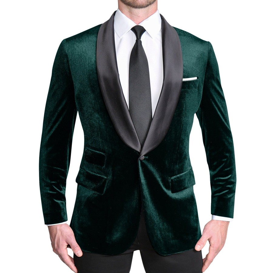 Tops State and Liberty Clothing Company | Tuxedo Jacket - Green Velvet